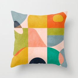 mid century abstract shapes spring I Throw Pillow