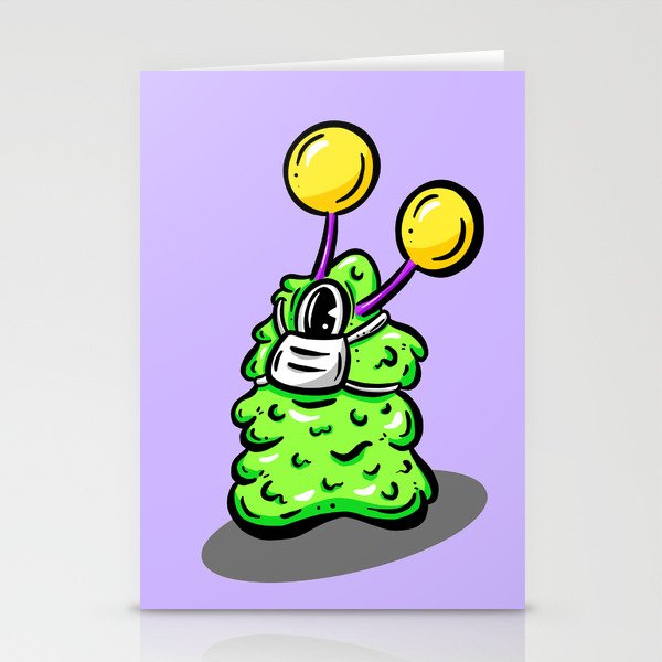 Wear Your Mask Alien Monster Slime Cartoon Stationery Cards