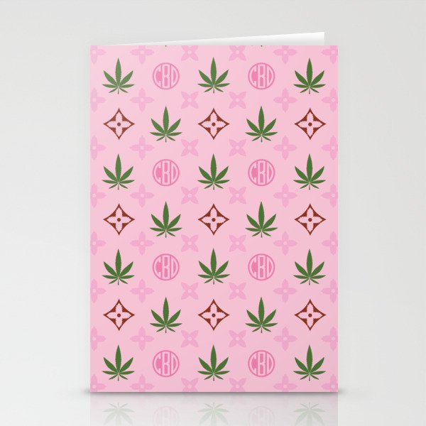 Pink Marijuana tile pattern. Digital Illustration background Stationery Cards