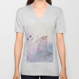 Very Peri Tropical Pattern with Aqua V Neck T Shirt