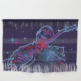 Blues guitar player neon sign Wall Hanging