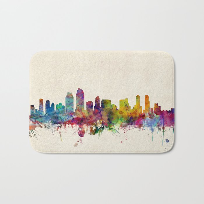 San Diego California Skyline Bath Mat