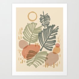 Palm & fern leaf summer Art Print