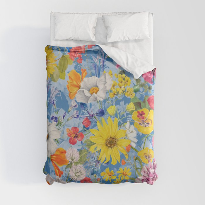 Multicolor Floral Modern Garden Duvet Cover