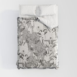 just goats black white Duvet Cover