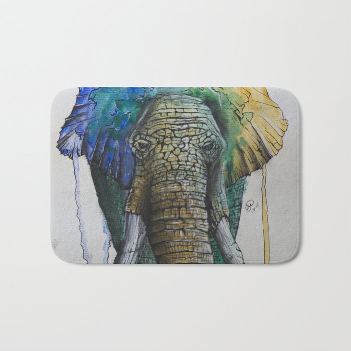 watercolor elephant Bath Mat