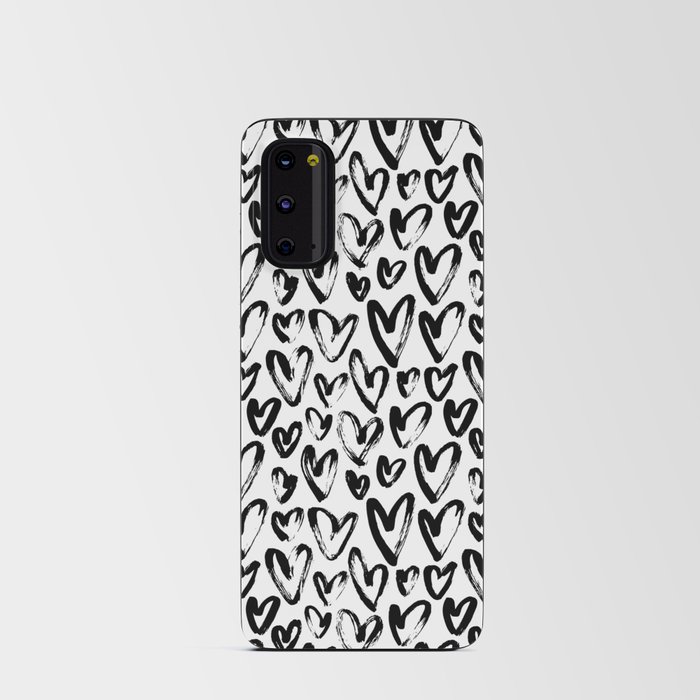 Black and White Hand Drawn Hearts Pattern  Android Card Case