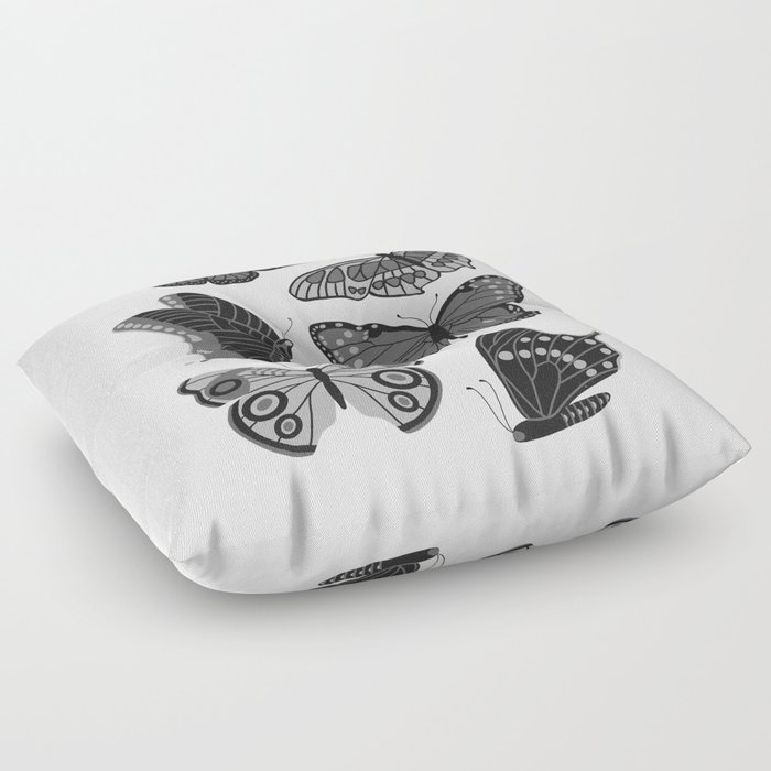 Texas Butterflies – Black and White Floor Pillow