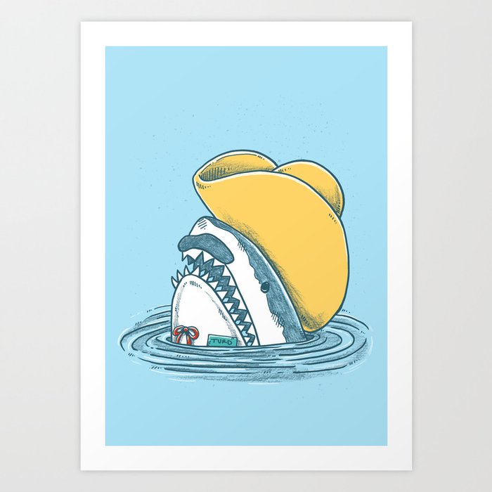 Funny Hat Shark Art Print
