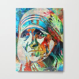 Saint Mother Teresa Art Colorful Hidden Gem Metal Print | Painting, Christian, Sttheresa, Mother, Motherteresa, Teresa, Mothertheresa, Saint, Missionary, Nunnuns 