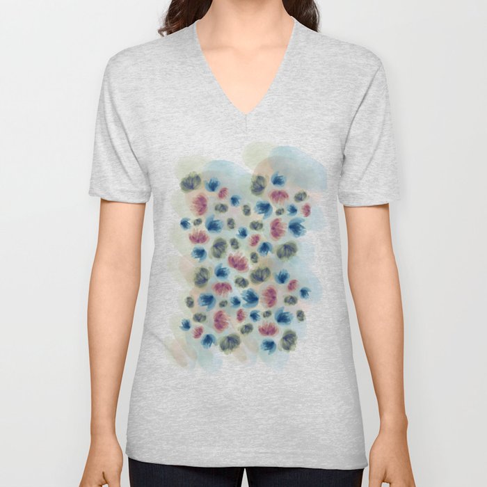 Abstract flowers pastel colors  V Neck T Shirt