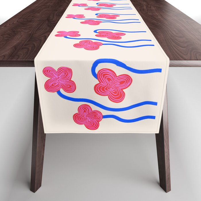 Retro 70s Flowers in Funky Minimalism Table Runner