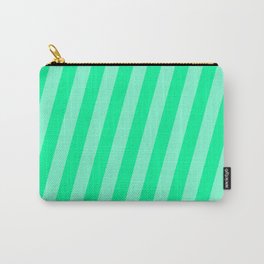 [ Thumbnail: Aquamarine and Green Colored Stripes/Lines Pattern Carry-All Pouch ]