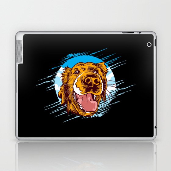 Cute Happy Dog Illustration Laptop & iPad Skin