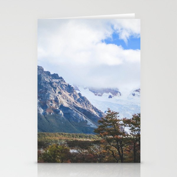 Argentina Photography - Huge Mountain Under The Cloudy Blue Sky Stationery Cards