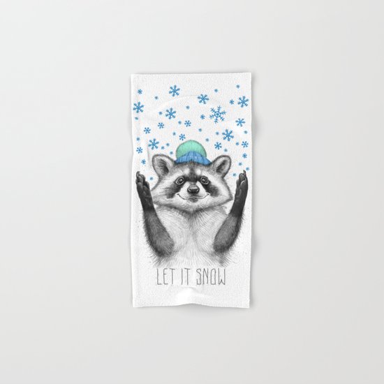 winter raccoon Hand & Bath Towel