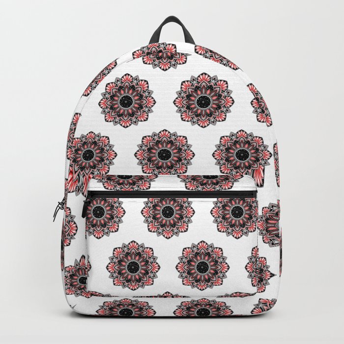 Aries zodiac art - Red lotus mandala drawing Backpack