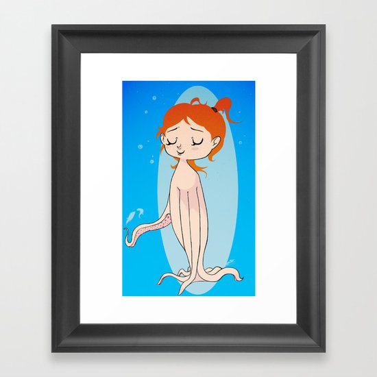 Octopus Girl Framed Art Print