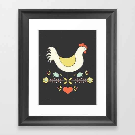 Folk Chicken Framed Art Print