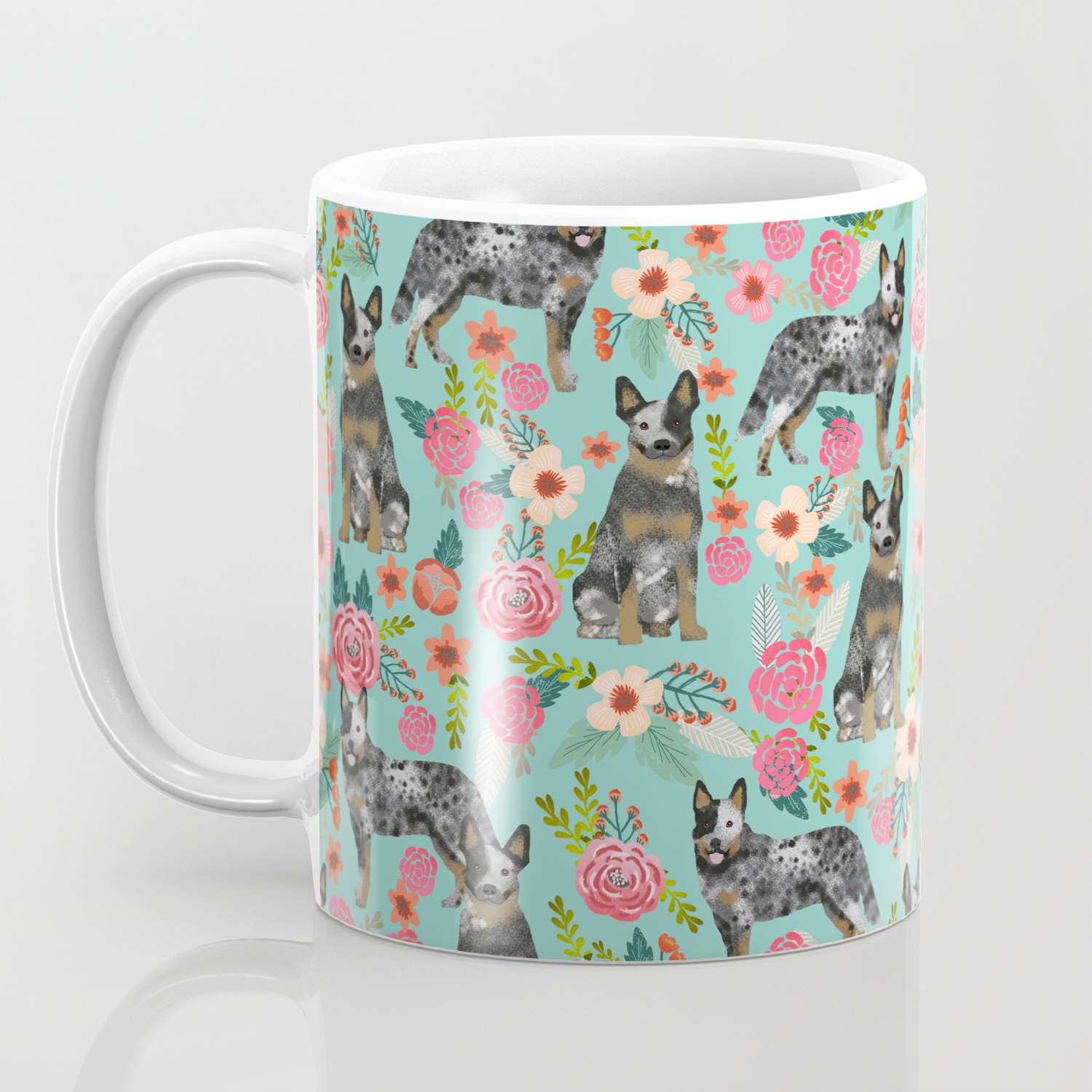 Australian Cattle Dog Florals Dog Breed Customized Pet Portrait By