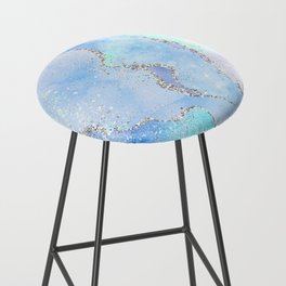 Blue and Gold Faux Glitter Agate Abstract Bar Stool