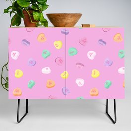 Valentines Day Candy Hearts Pattern - Pink Credenza