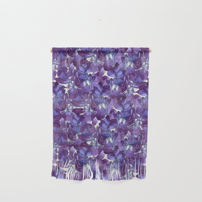 Botanical Purple Violet Pattern Wall Hanging