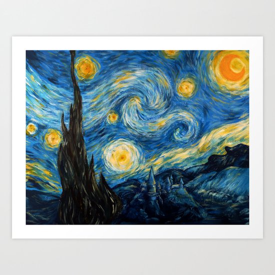 A Starry Night at Hogwarts Art Print
