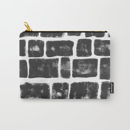 Handprint Cobbles; Black and White Carry-All Pouch | Black And White, Cycling, Print, Ink, Monochrome, Parisroubaix, Stencil, Modern, Handprint, Graphicdesign 