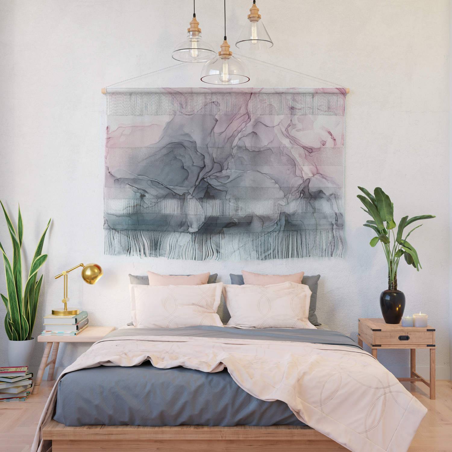 Blush And Payne S Grey Flowing Abstract Painting Wall Hanging By