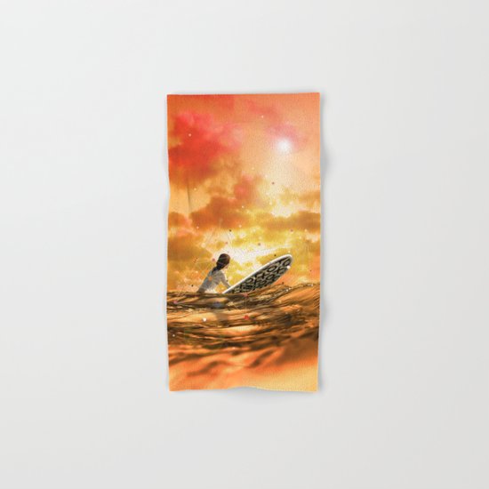 SURFING IN ORANGE CRUSH Hand & Bath Towel
