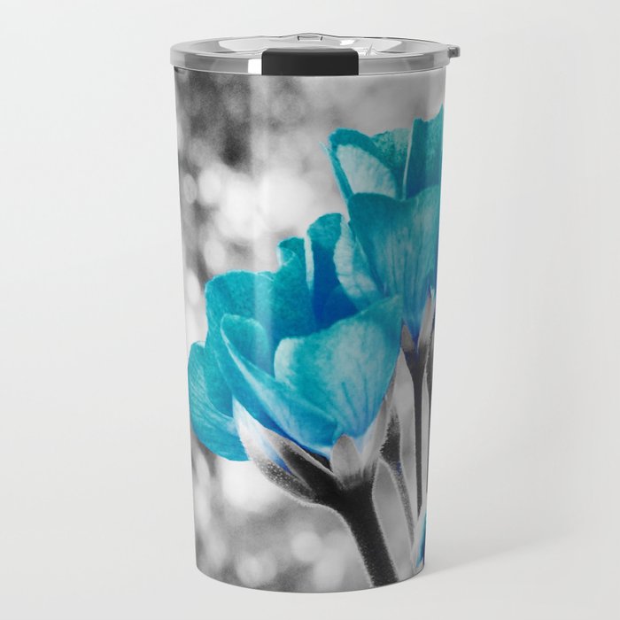 Turquoise FloWERS Pop of Color Travel Mug