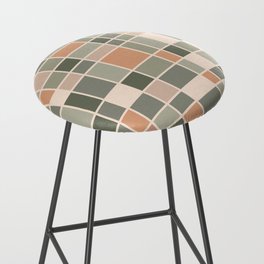 Mid Century Modern Abstract retro colored Grid pattern - Brown and Green Bar Stool