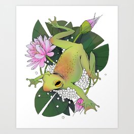 Frog on Lilypad Art Print