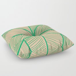 Minimal Tropical Leaf Tan Green Floor Pillow