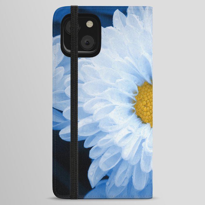 100% Artist Commissions Donated - Floral - Flowers Blue Tinted Chrysanthemums Nature Photo For Ukraine Refugees iPhone Wallet Case