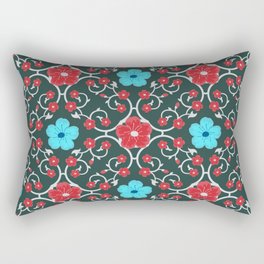 Luxury Aqua and Red Flowers Rectangular Pillow