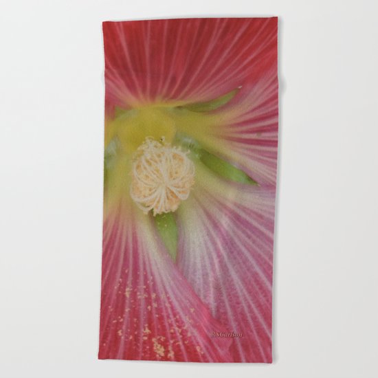 Heart of a Hollyhock Blossom Beach Towel