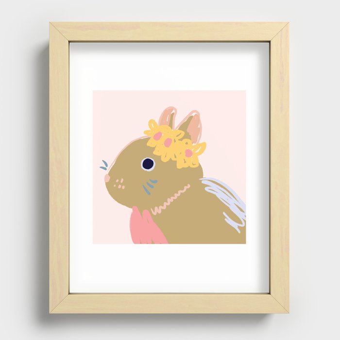 Modern Simple Pink Yellow Blue Rabbit Design  Recessed Framed Print