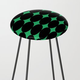 Retro Round Pattern - Green Black 2 Counter Stool