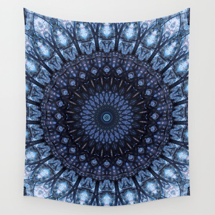 Light blue mandala tapestry clearance