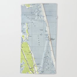 Vintage Northern Outer Banks Map (1940) Beach Towel