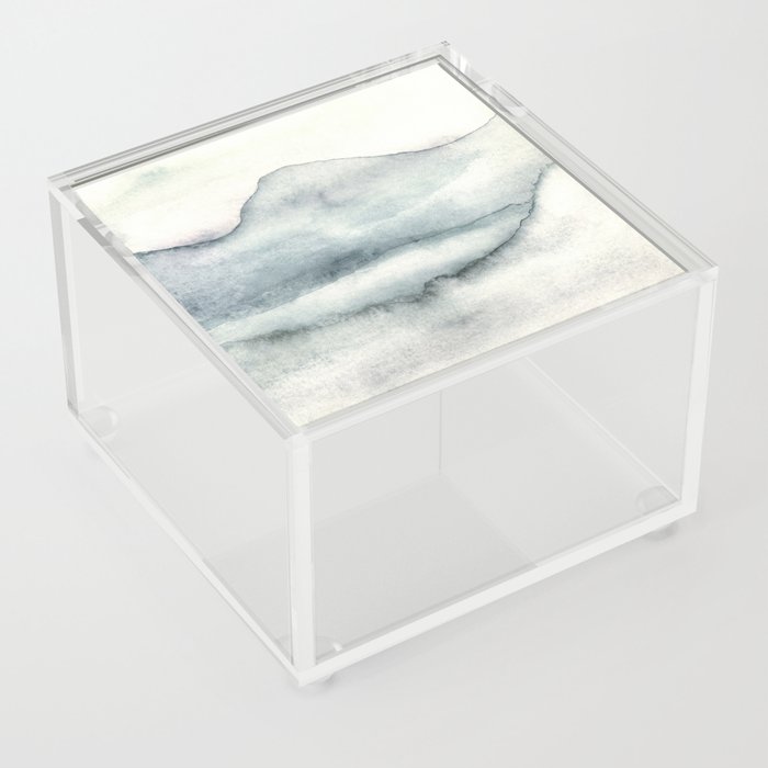 Silent Soft Grey Mountain Lake Acrylic Box