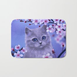 Spring kitten Bath Mat | Digital, Cozy, Easter, Painting, Kitten, Cat, Spring, Aesthetic, Kawaii, Beautiful 