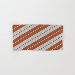 [ Thumbnail: Grey & Sienna Colored Stripes Pattern Hand & Bath Towel ]