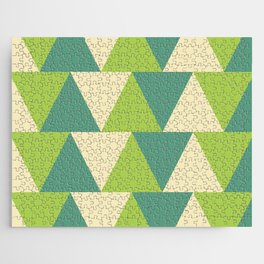 Moccasin, cadet blue, yellow green triangles Jigsaw Puzzle