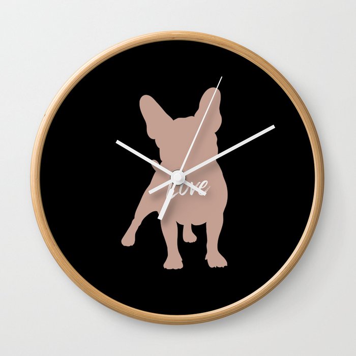 French bull dog love silhouette Wall Clock