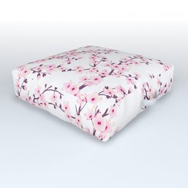 Cherry Blossom Pink White Outdoor Floor Cushion