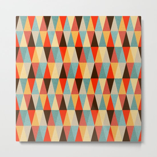 Red & Brown Geometric Triangle Pattern Metal Print