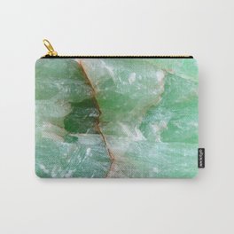 Crystalized Pale Green Quartz Slab with Copper Vein Carry-All Pouch